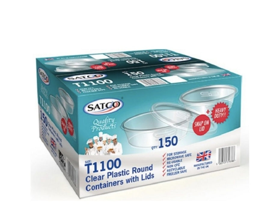 Satco T1100 Round Containers with Lids