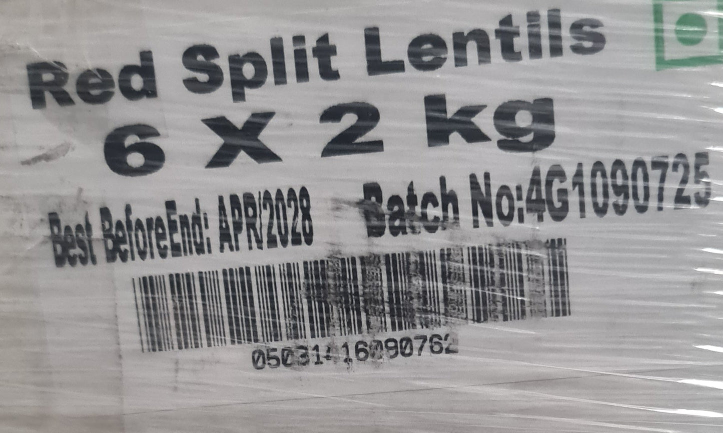 Red Split Lentils 6x2kg